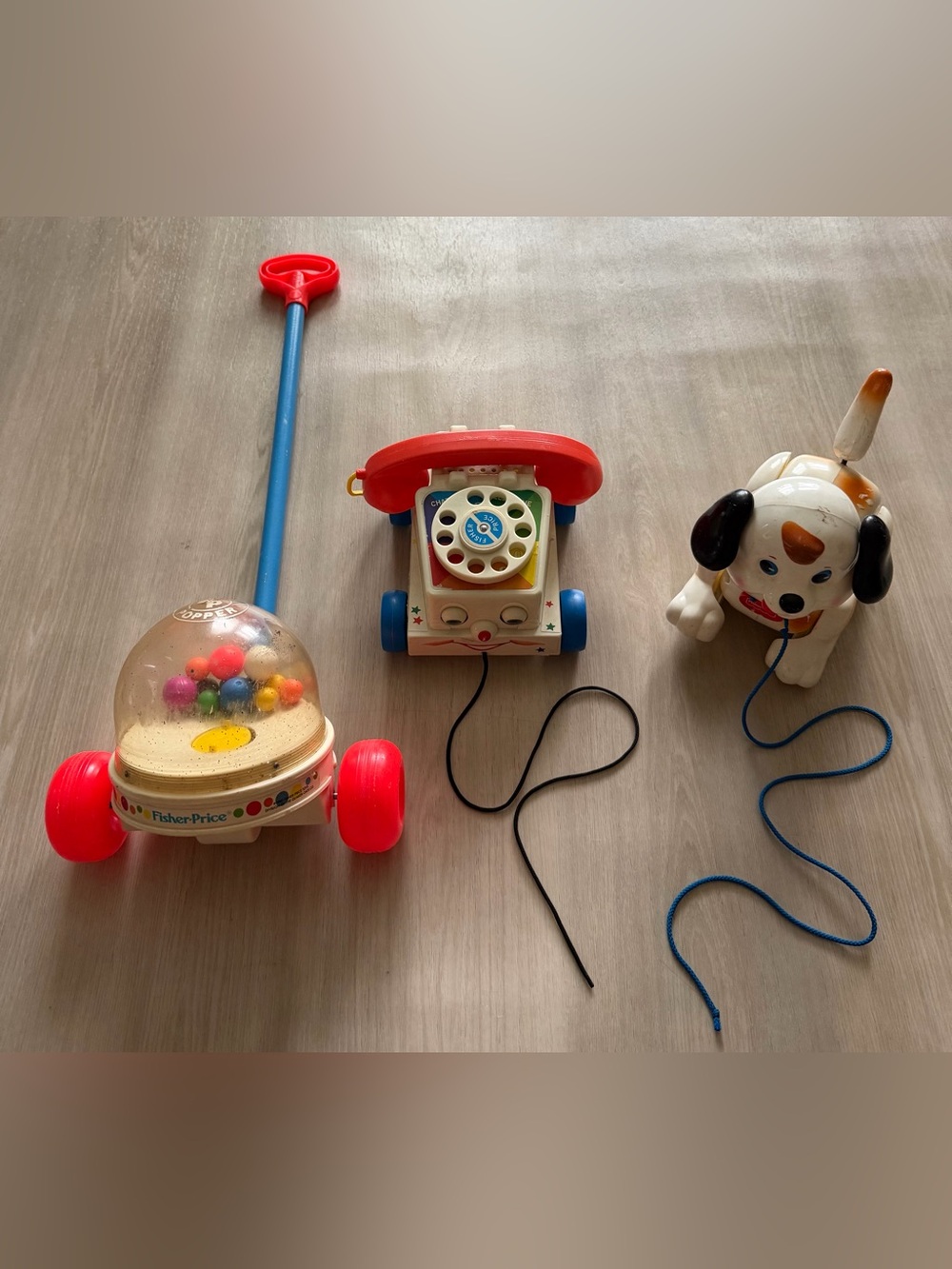 Vintage Retro Push Pull Toys Fisher Price Dog Pune Etc 80s 90s